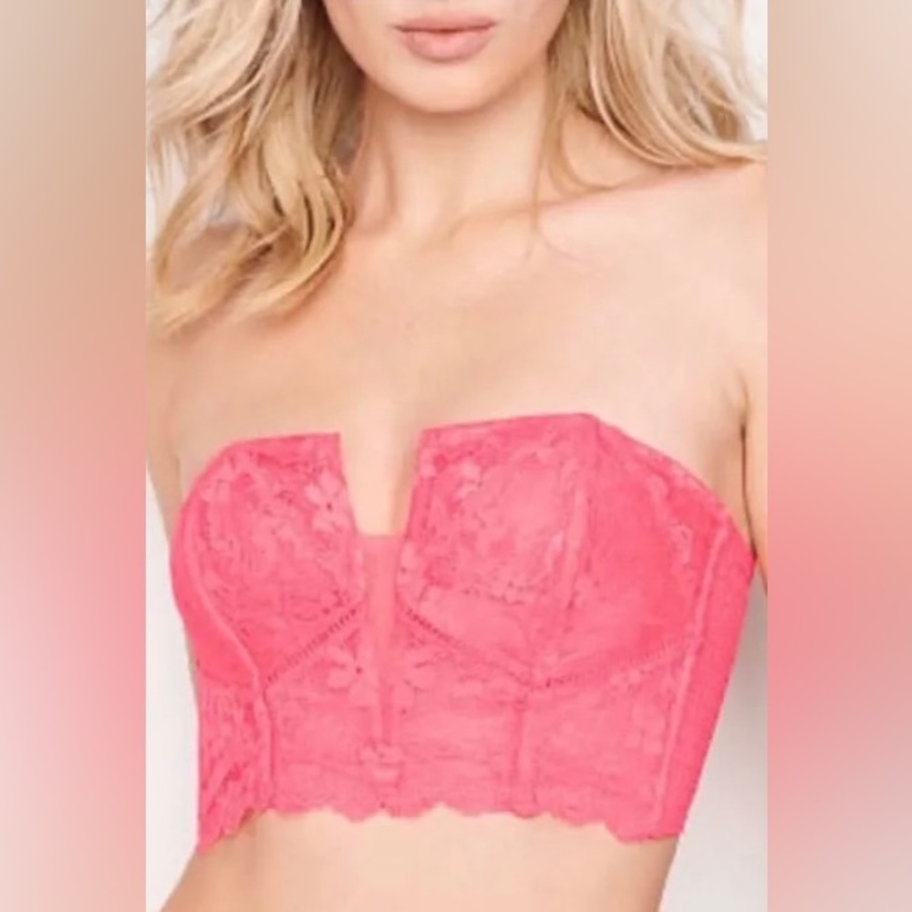 Victoria’s Secret Dream Angels strapless corset bustier in hot pink